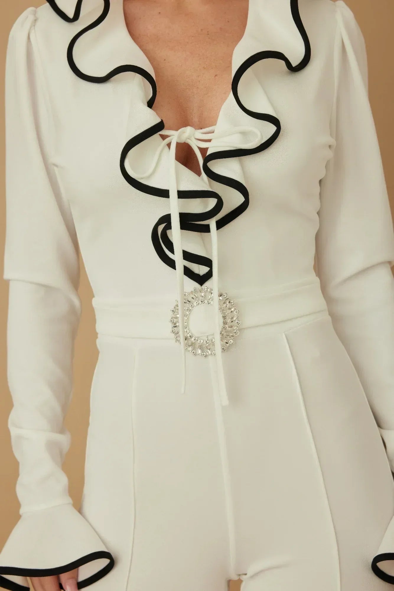 Ruffle Pattern Long Sleeve Jumpsuit | Mixtshop LLC