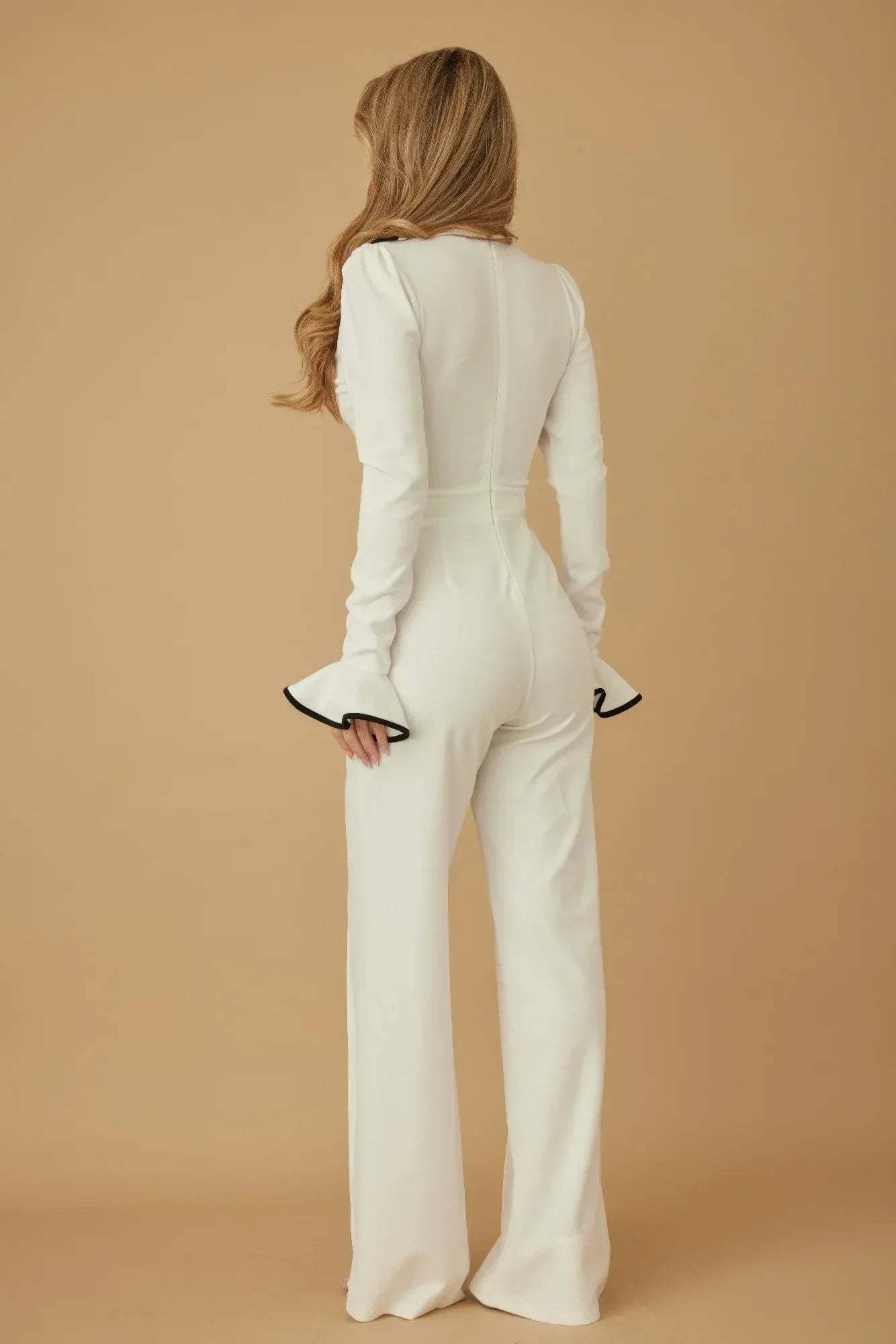 Ruffle Pattern Long Sleeve Jumpsuit | Mixtshop LLC