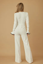Ruffle Pattern Long Sleeve Jumpsuit | Mixtshop LLC