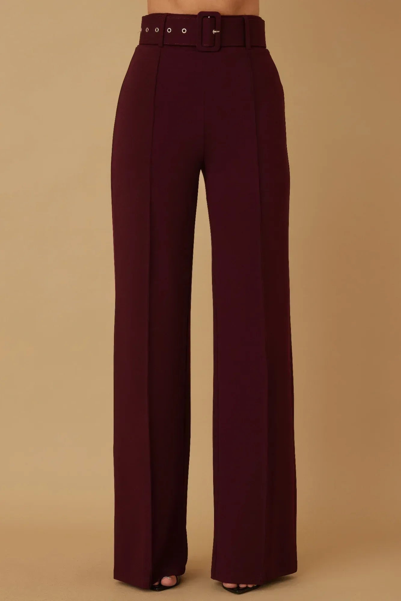 High Waist Pants With Buckle Belt | Mixtshop LLC