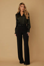 High Waist Pants With Buckle Belt | Mixtshop LLC