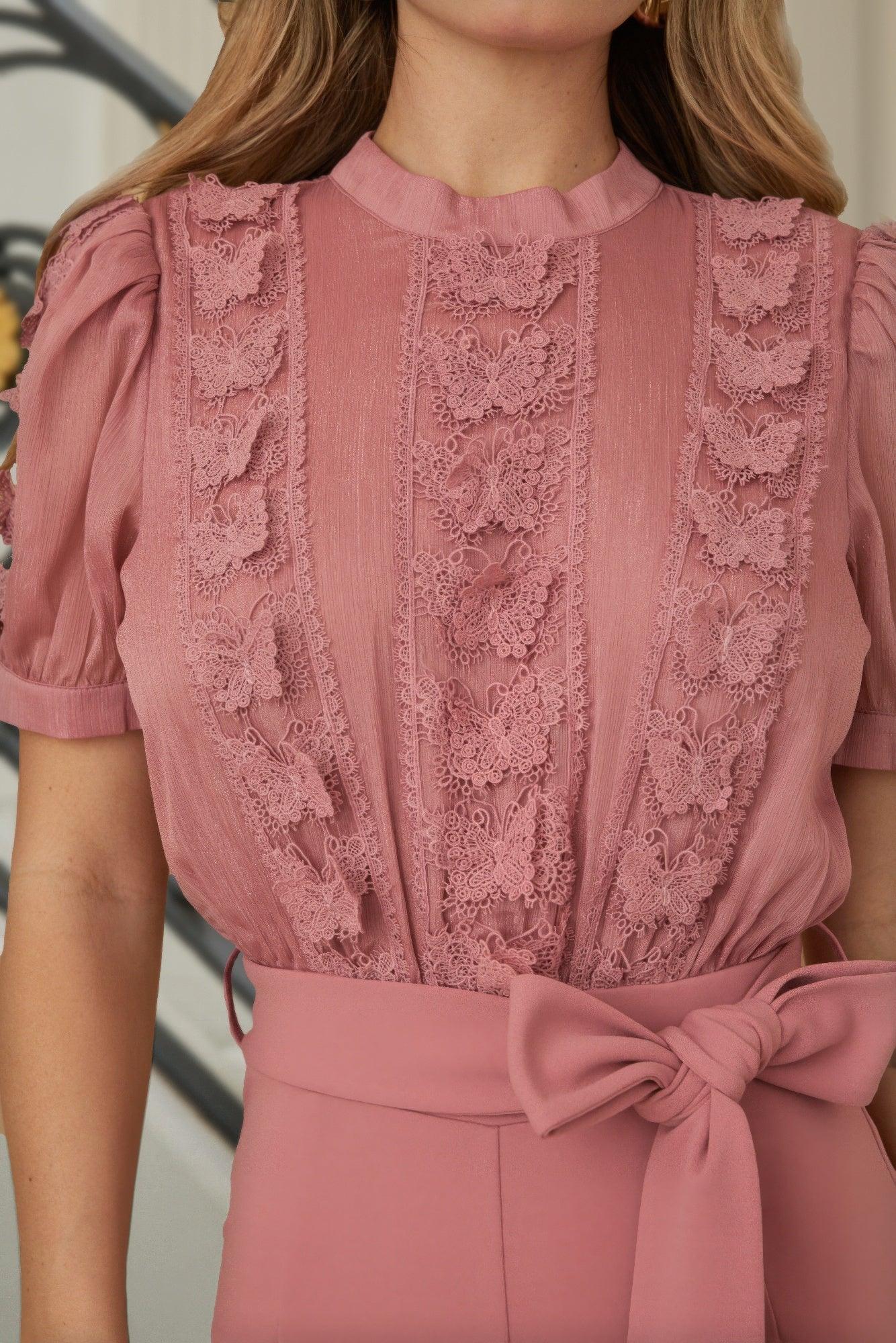 Multi Butterfly Sheer Pattern Jumpsuit | Mixtshop LLC