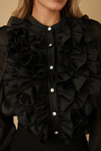 Ruffle Micro Crystal Long Sleeve Blouse | Mixtshop LLC