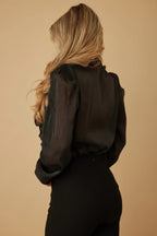 Ruffle Micro Crystal Long Sleeve Blouse | Mixtshop LLC