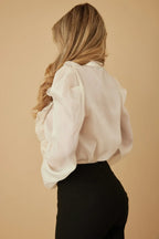 Ruffle Micro Crystal Long Sleeve Blouse | Mixtshop LLC