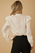 Ruffle Micro Crystal Long Sleeve Blouse | Mixtshop LLC