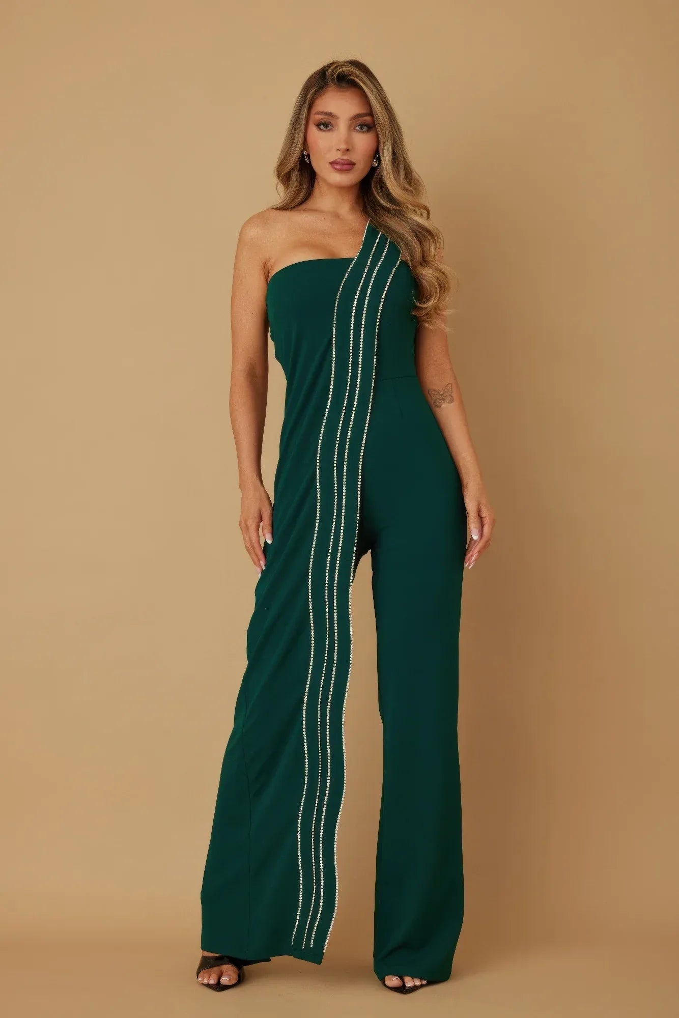 Flap Rhinestone Edge Jumpsuit | Mixtshop LLC Main image