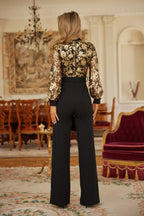 Flower Vein Sequin Print Jumpsuit | Mixtshop LLC