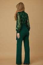 Flower Vein Sequin Print Jumpsuit | Mixtshop LLC