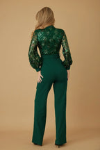 Flower Vein Sequin Print Jumpsuit | Mixtshop LLC