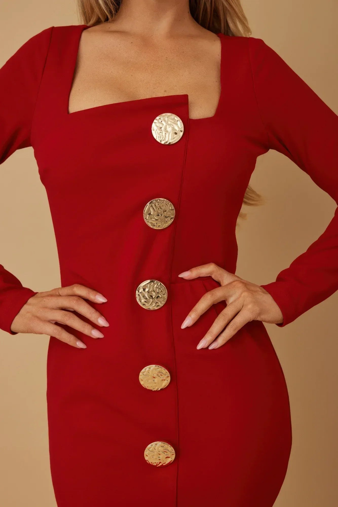 Mutli Button Long Sleeve Dress | Mixtshop LLC