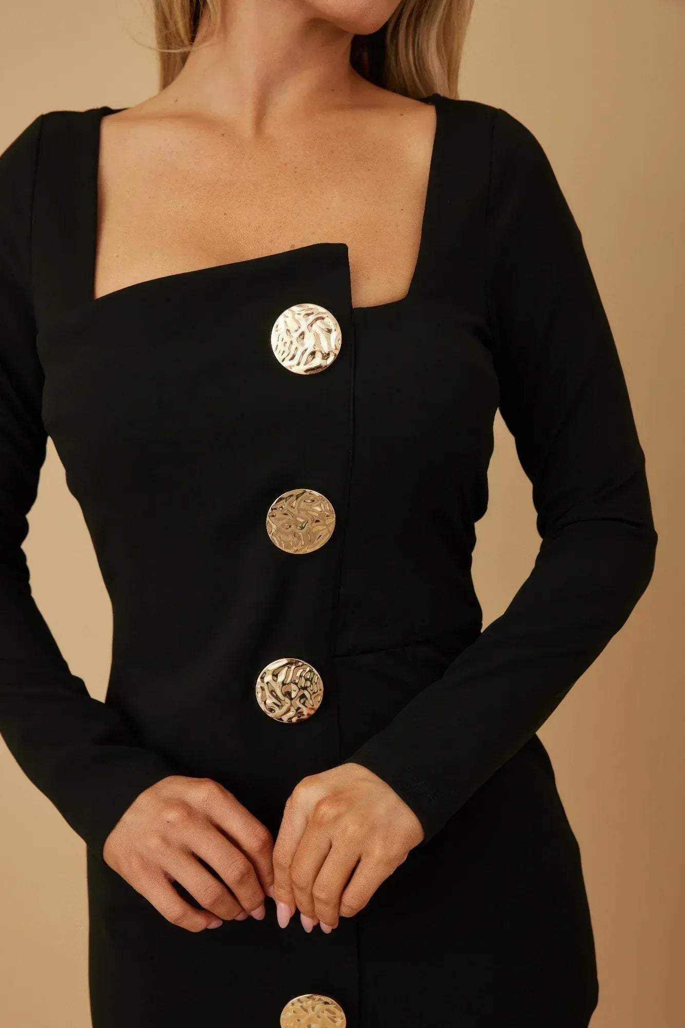 Mutli Button Long Sleeve Dress | Mixtshop LLC
