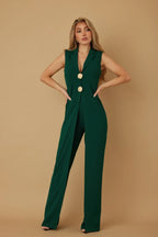 Open Flap With Metal Shank Button Jumpsuit | Mixtshop LLC