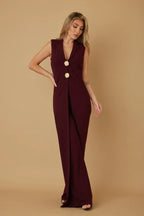 Open Flap With Metal Shank Button Jumpsuit | Mixtshop LLC