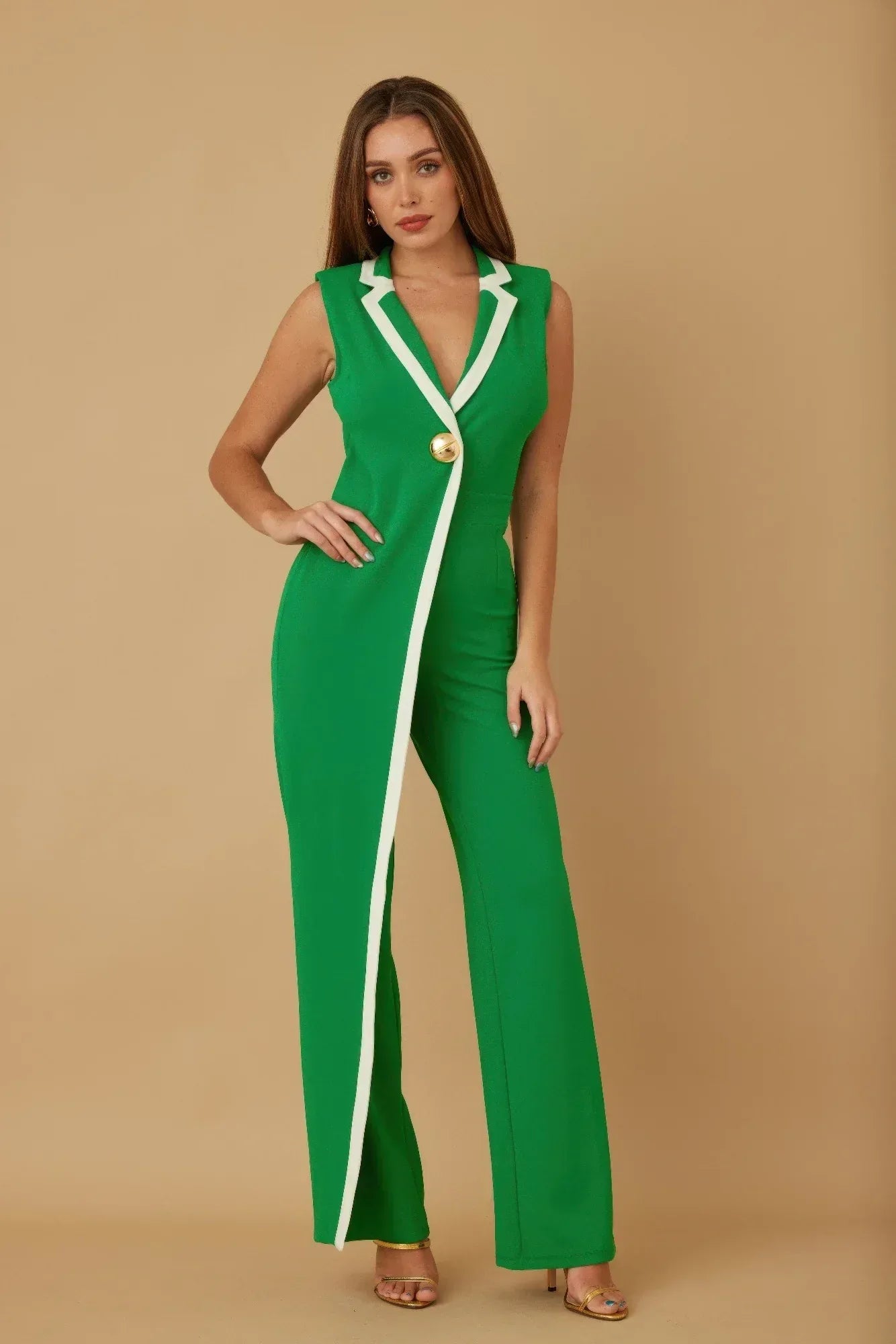 Single Golden Bell Button Jumpsuit | Mixtshop LLC Main image