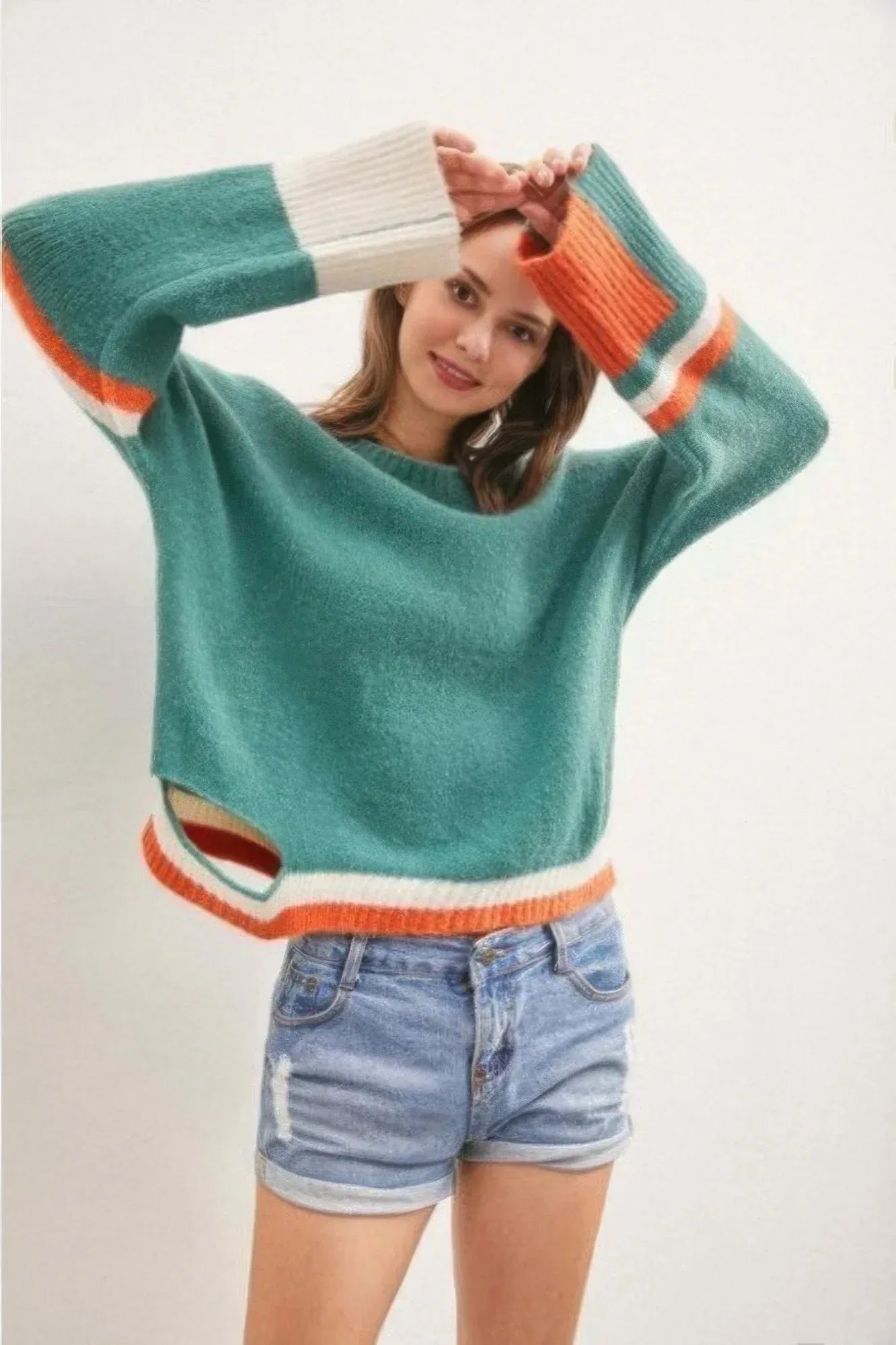 Color Block Sweater With Cut Out | Mixtshop LLC