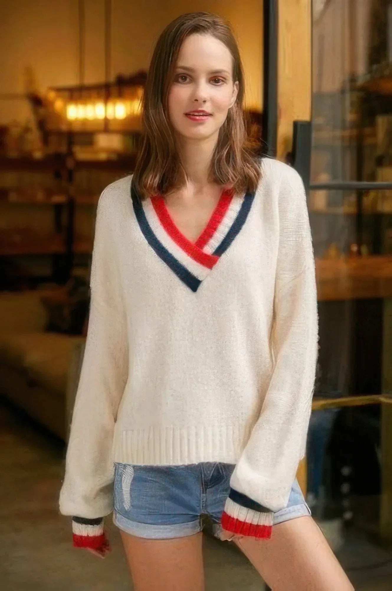 Overlap V Neck Sweater | Mixtshop LLC Main image