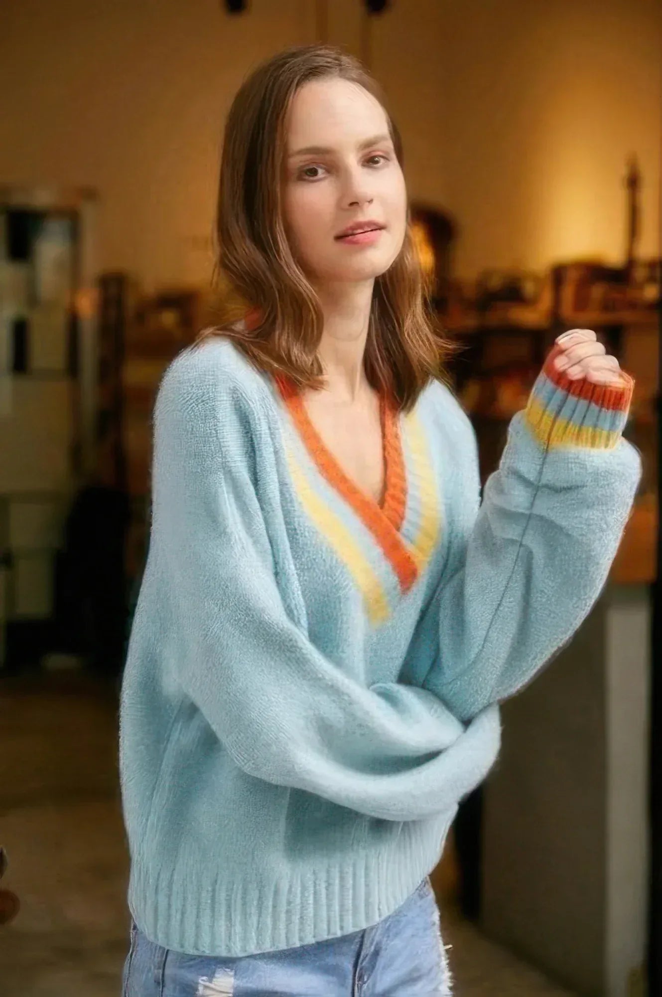 Overlap V Neck Sweater Secondary image
