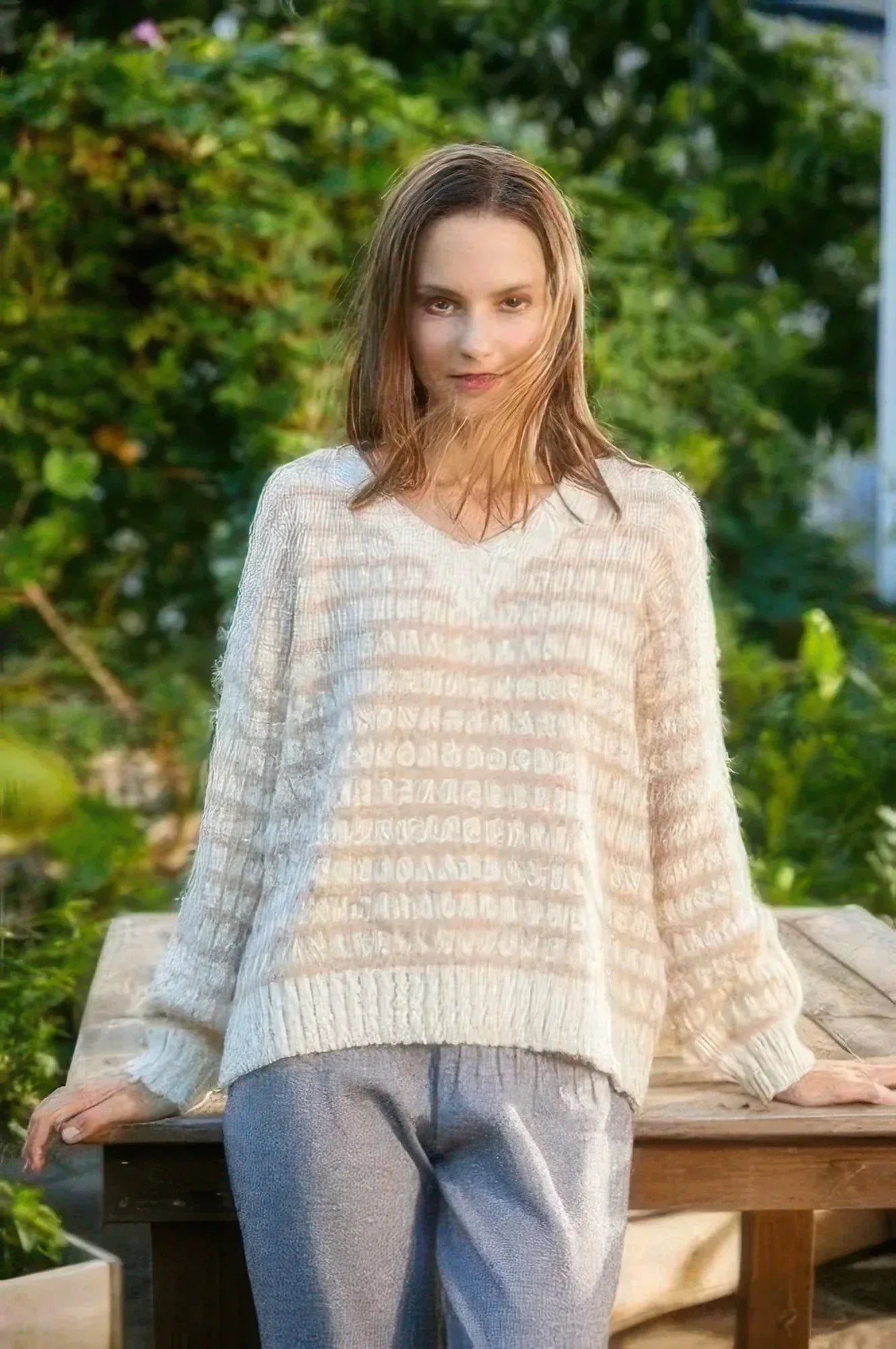 Knit Square Pattern Sweater | Mixtshop LLC Main image