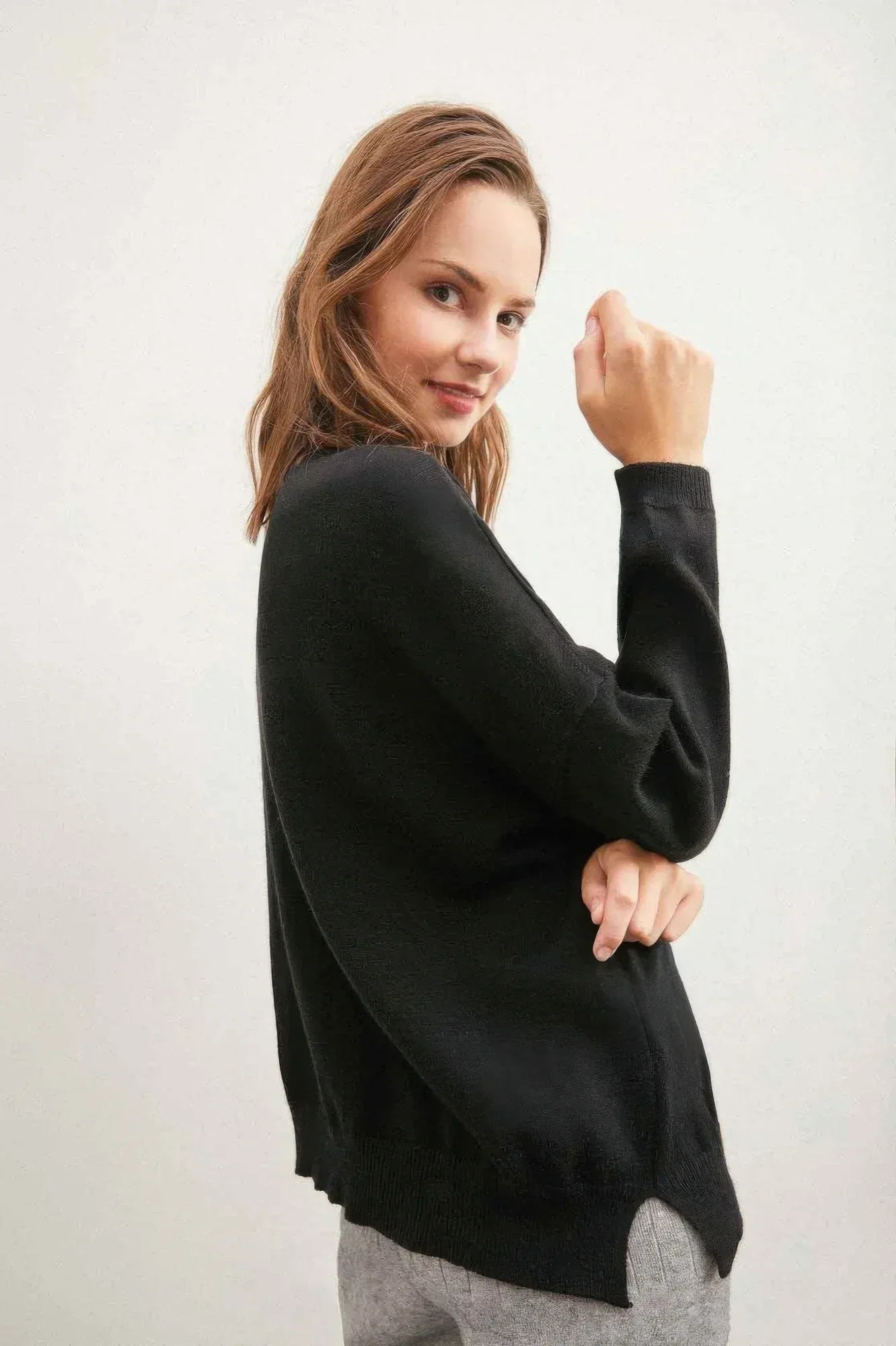 Solid Sweater With Colorful Buttons | Mixtshop LLC