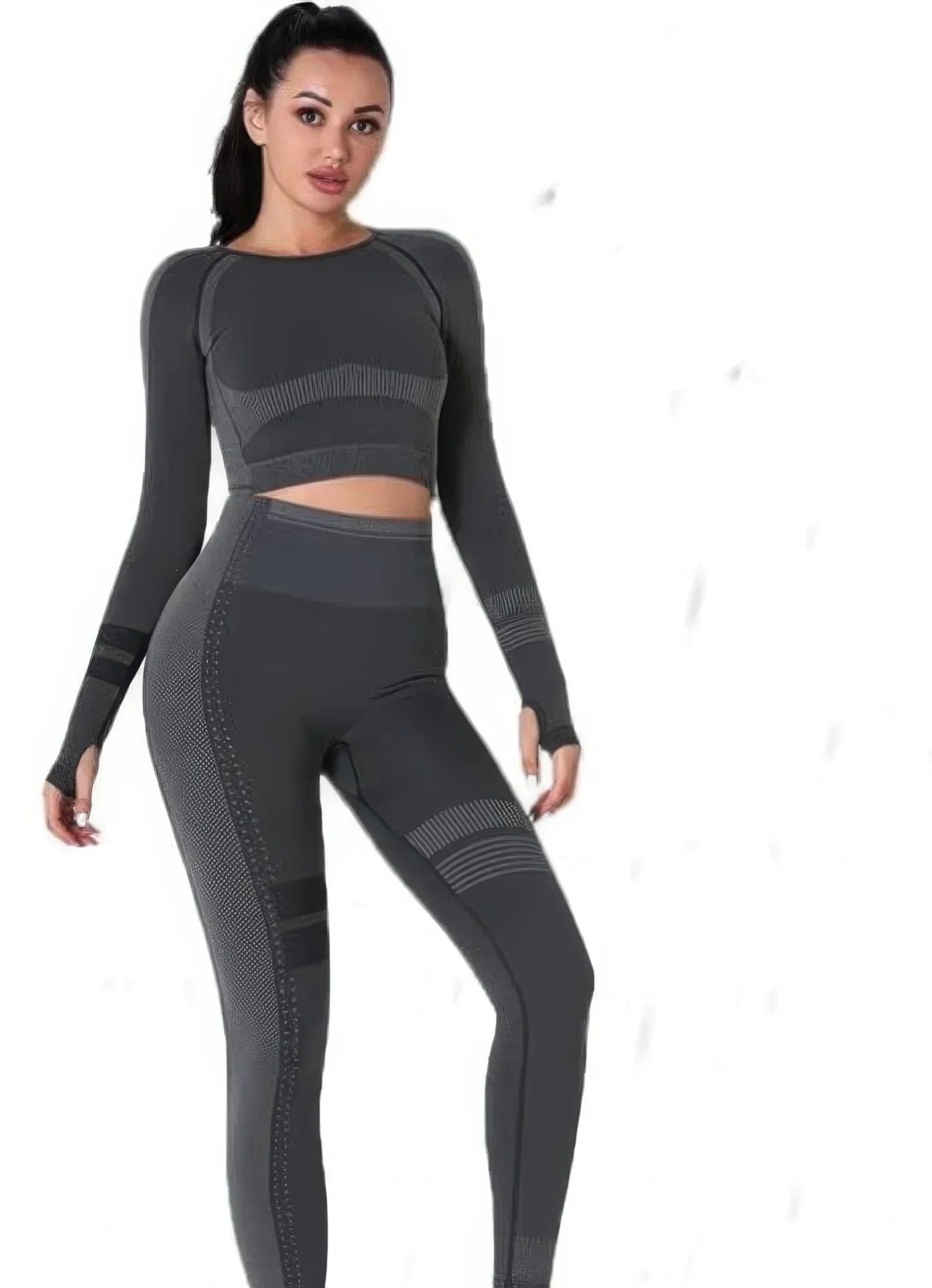 Seamless Long Sleeve Solid Yoga Set | Mixtshop LLC