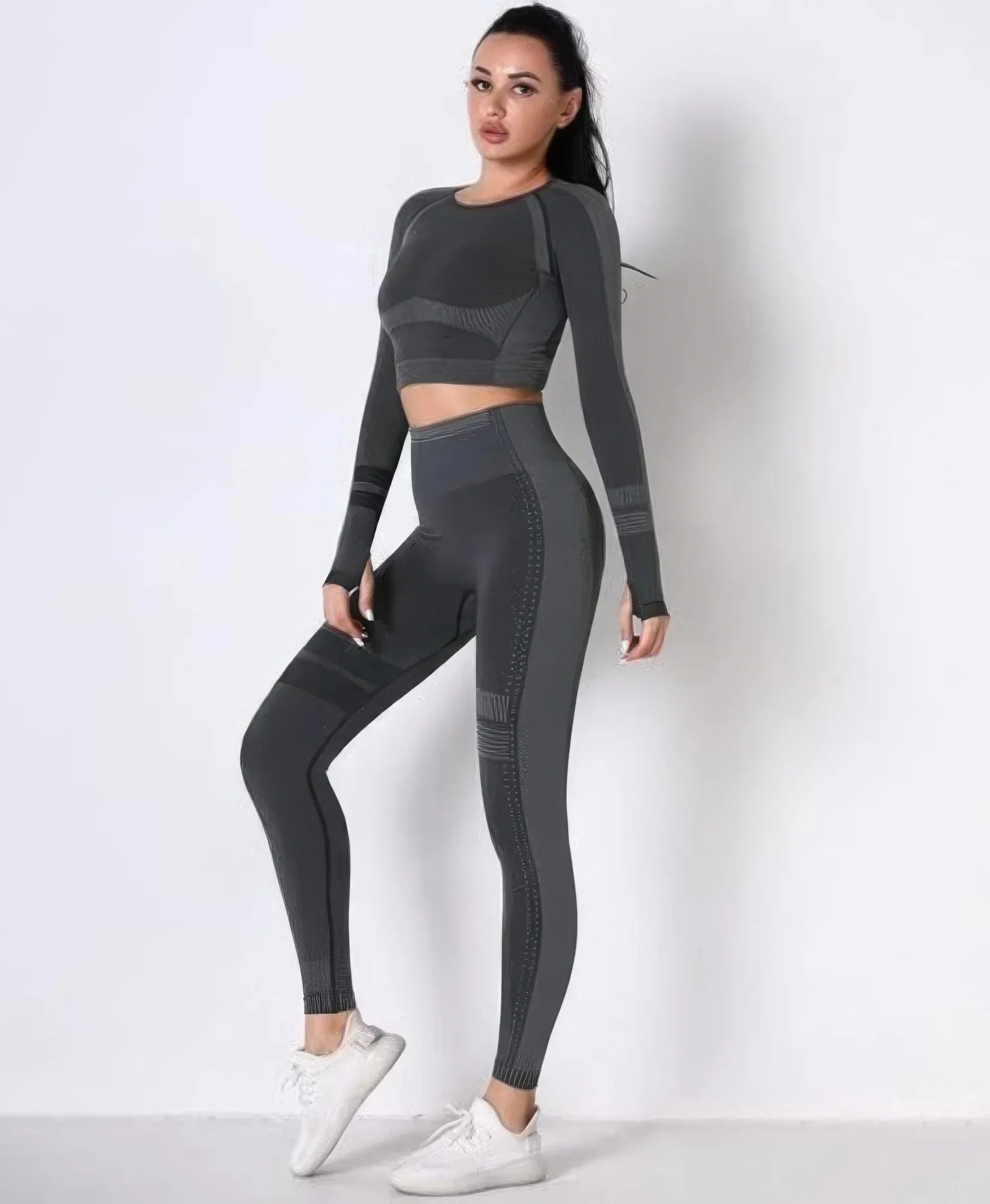 Seamless Long Sleeve Solid Yoga Set | Mixtshop LLC