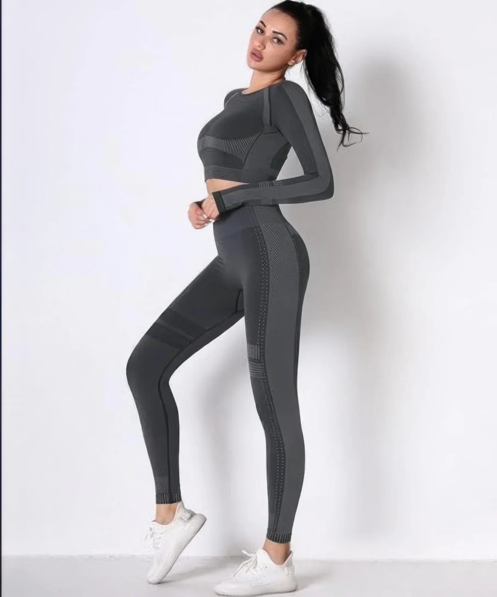Seamless Long Sleeve Solid Yoga Set | Mixtshop LLC
