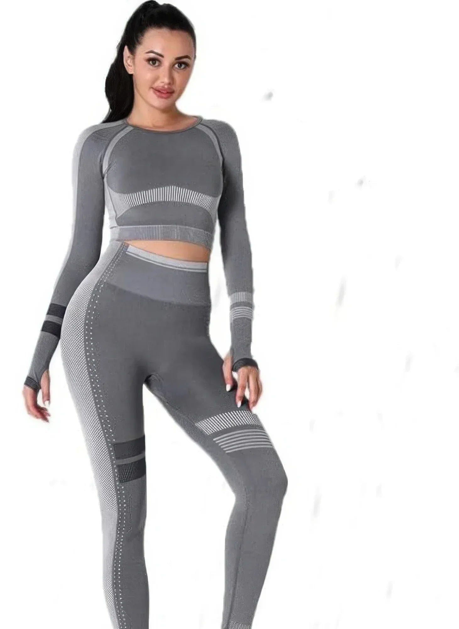 Seamless Long Sleeve Solid Yoga Set | Mixtshop LLC