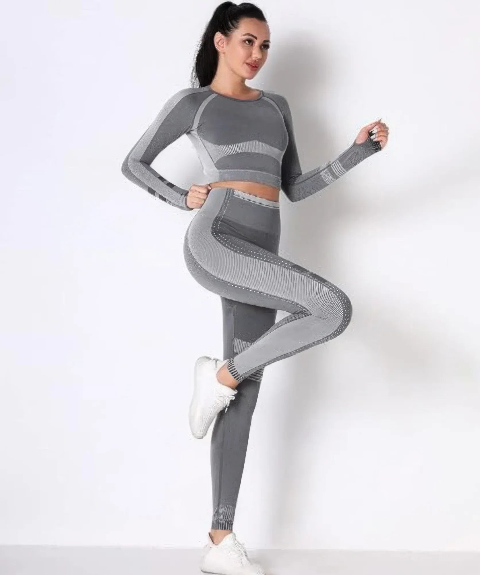 Seamless Long Sleeve Solid Yoga Set | Mixtshop LLC