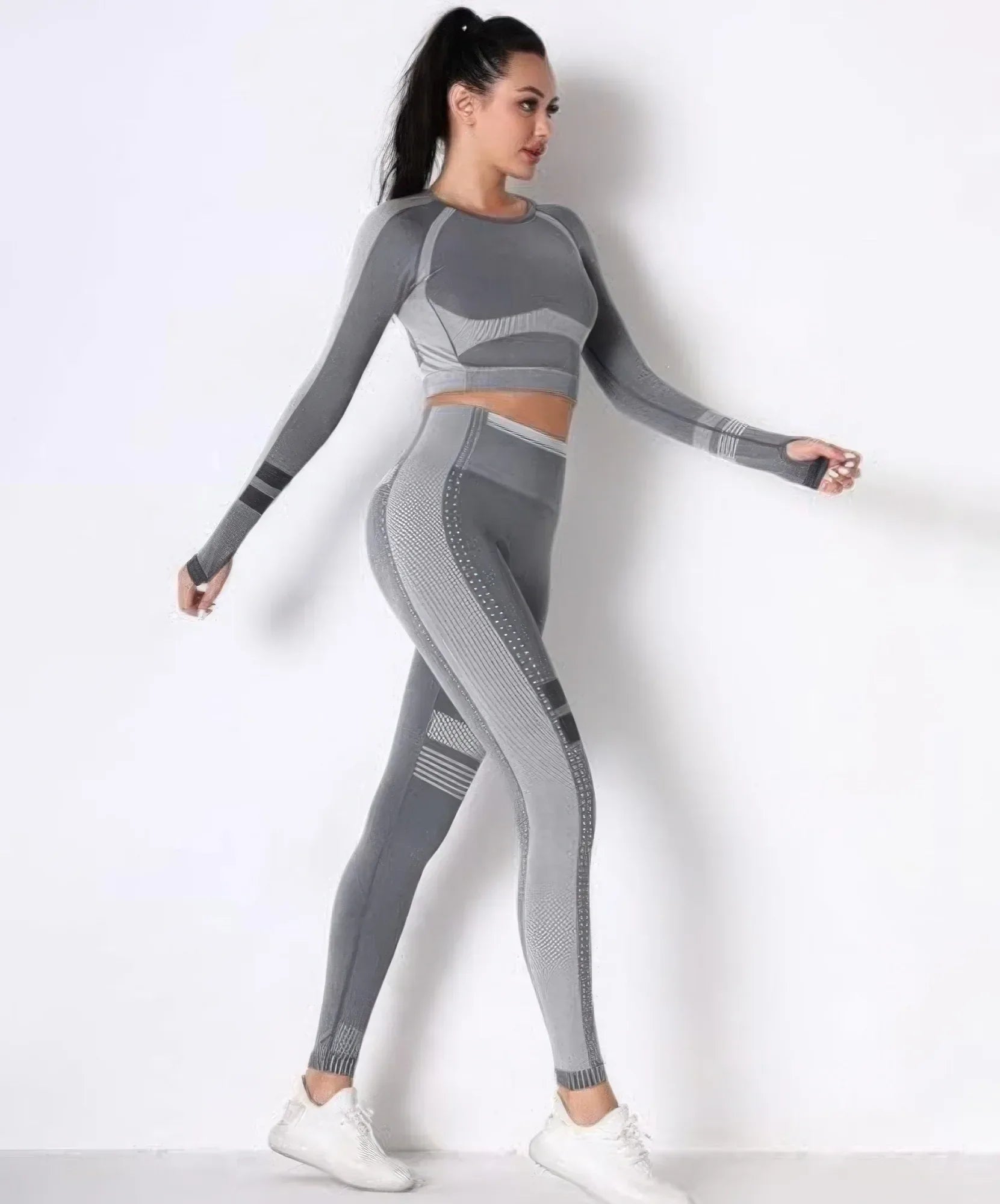 Seamless Long Sleeve Solid Yoga Set | Mixtshop LLC