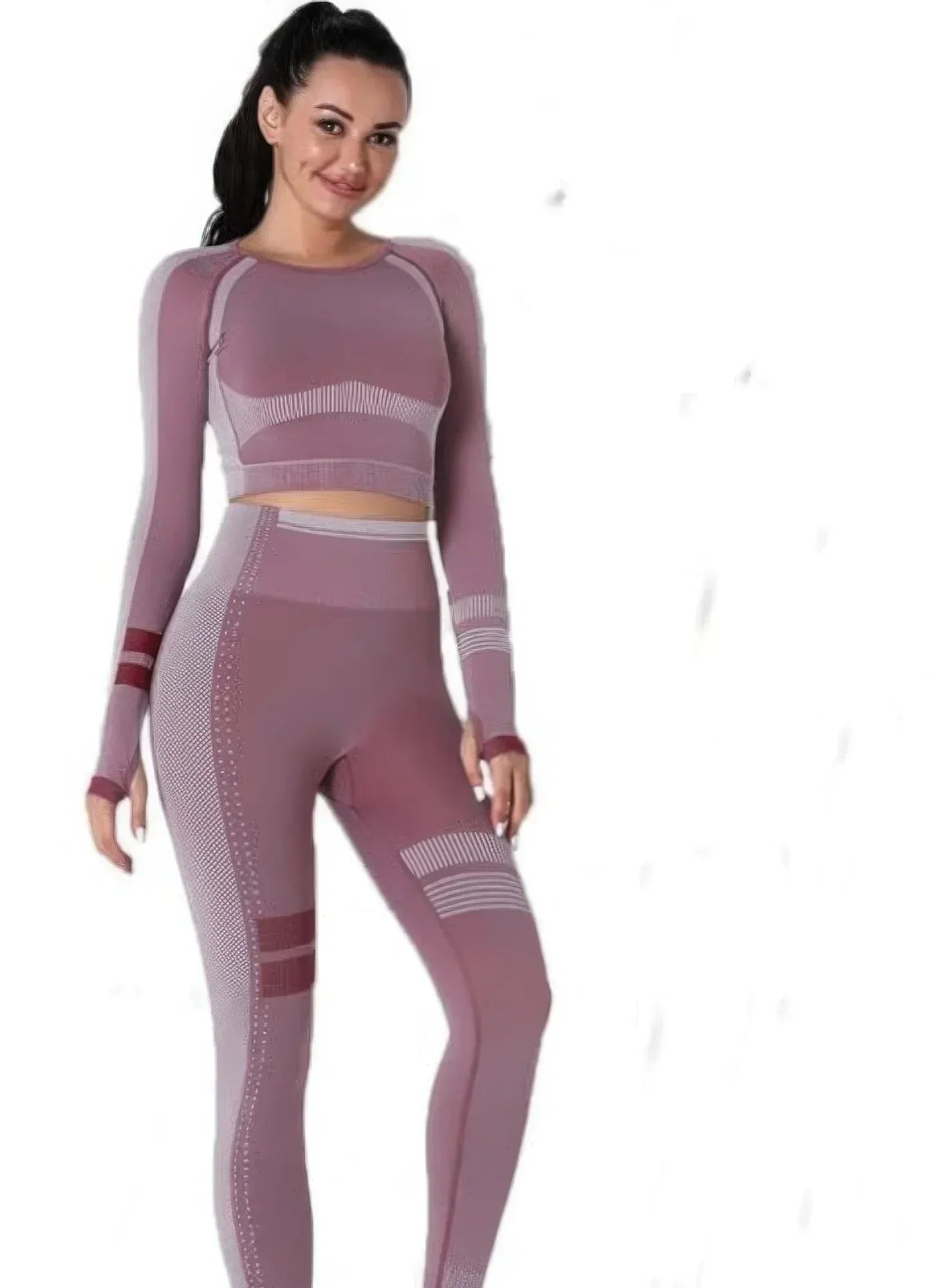 Seamless Long Sleeve Solid Yoga Set Secondary image