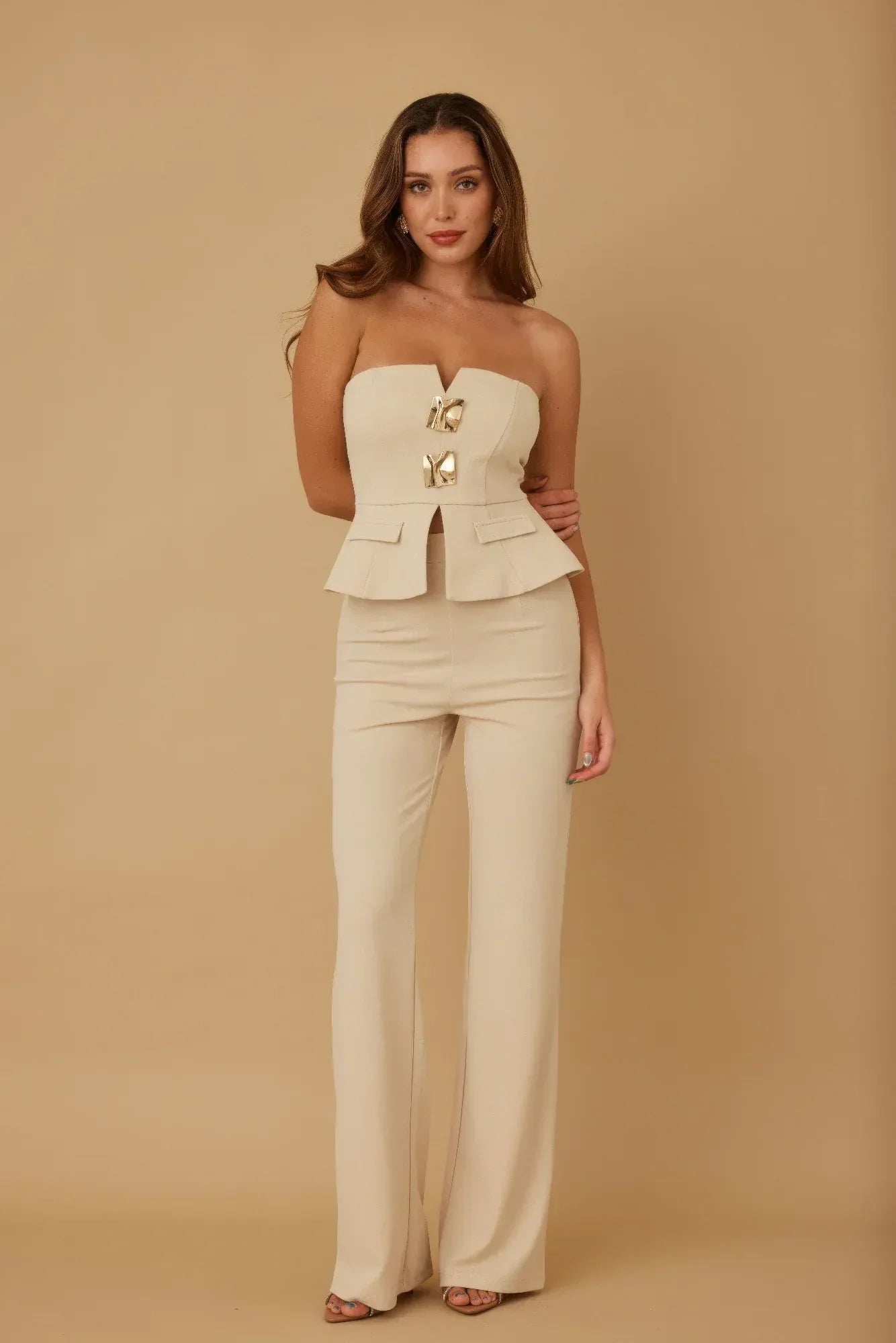 Scrunched Golden Stone Strapless Sets | Mixtshop LLC Main image