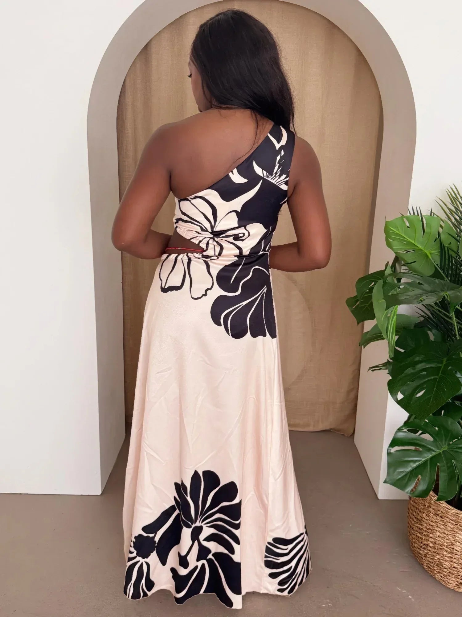 Noir Bloom One-shoulder Dress | Mixtshop LLC