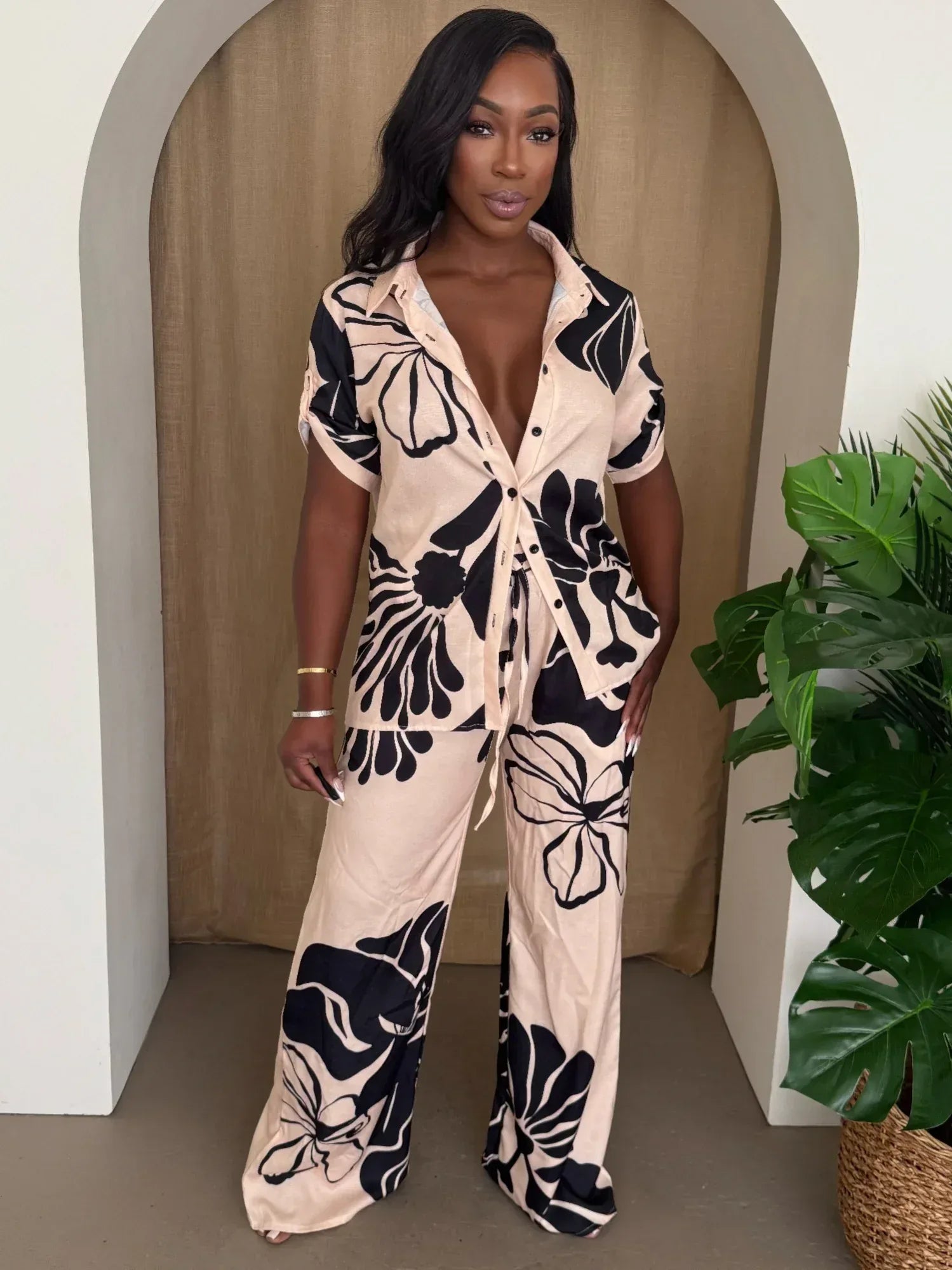 Noir Bloom Pants Set | Mixtshop LLC Main image