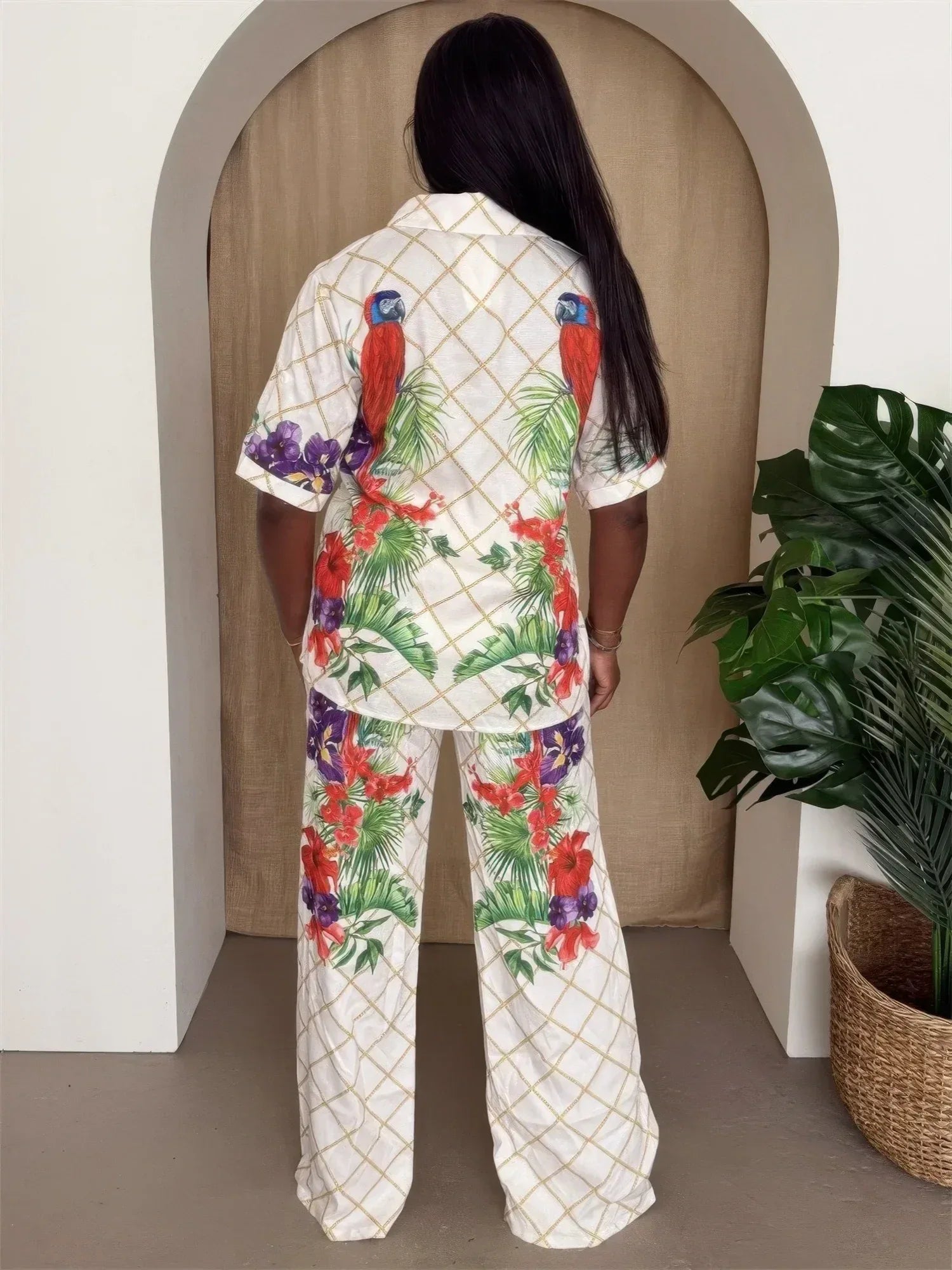 Tropical Parrot Print Shirt & Pant Set | Mixtshop LLC