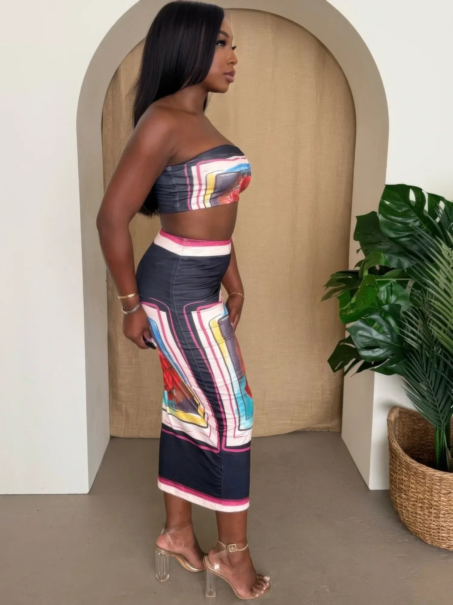 Midnight Bloom Strapless Skirt Set Secondary image