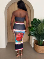 Midnight Bloom Strapless Skirt Set | Mixtshop LLC