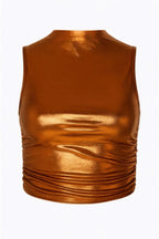 Metallic Mock Neck Crop Top | Mixtshop LLC