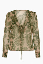 Leaf Printed Sheer Blouse | Mixtshop LLC