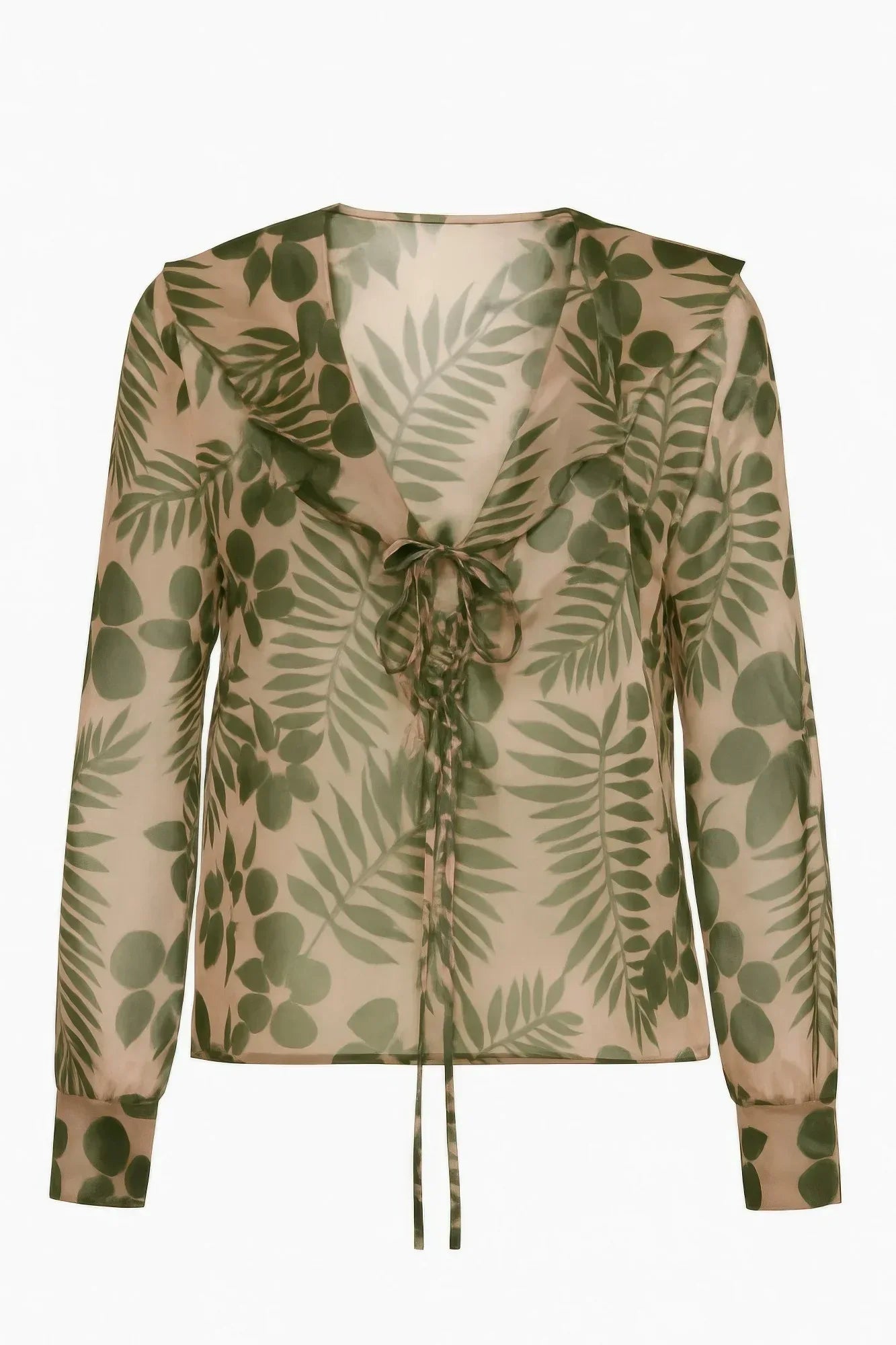 Leaf Printed Sheer Blouse | Mixtshop LLC