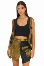 Denim And Faux Leather Two Piece Set | Mixtshop LLC