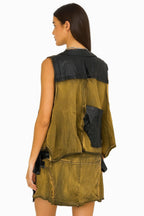 Denim And Faux Leather Two Piece Set | Mixtshop LLC