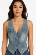 Sleeveless Vest Denim Top | Mixtshop LLC