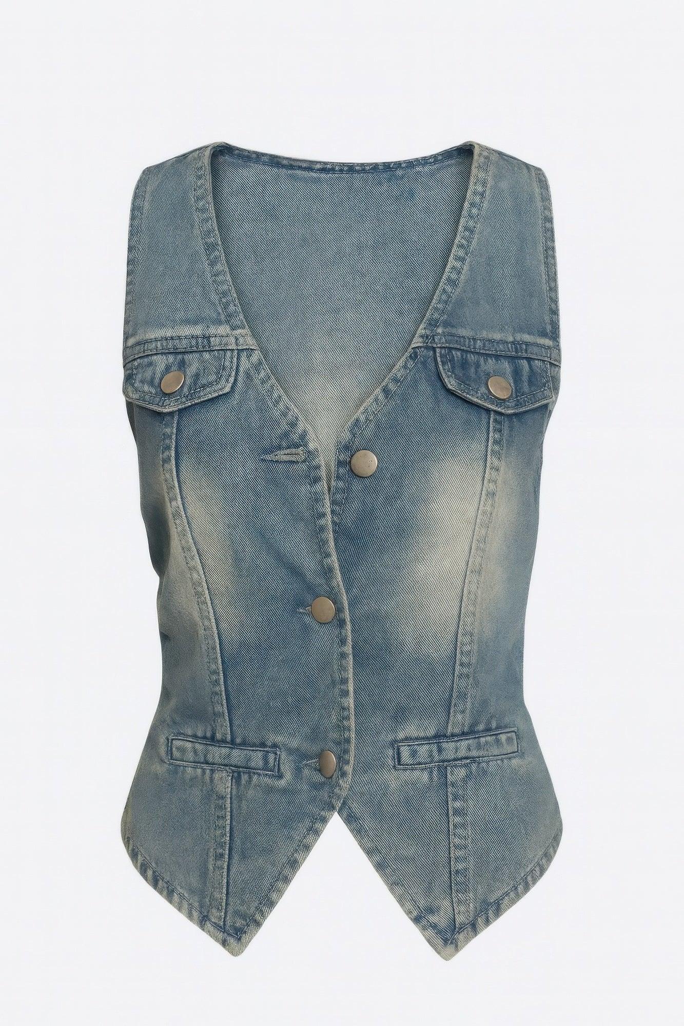 Sleeveless Vest Denim Top | Mixtshop LLC