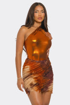 Metallic One Shoulder Bodysuit & Mini Skirt Set | Mixtshop LLC