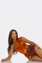 Metallic One Shoulder Bodysuit & Mini Skirt Set | Mixtshop LLC