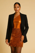 Metallic One Shoulder Bodysuit & Mini Skirt Set | Mixtshop LLC