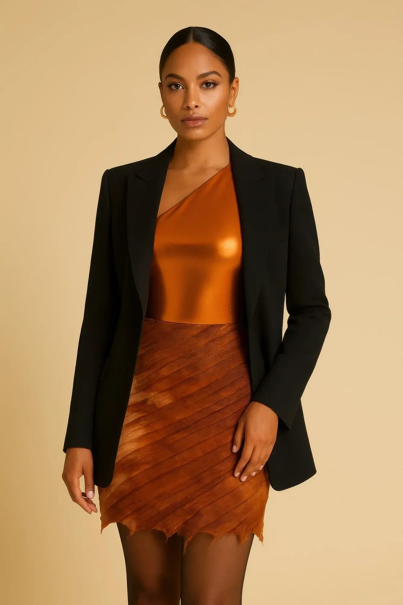 Metallic One Shoulder Bodysuit & Mini Skirt Set | Mixtshop LLC