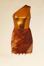 Metallic One Shoulder Bodysuit & Mini Skirt Set | Mixtshop LLC