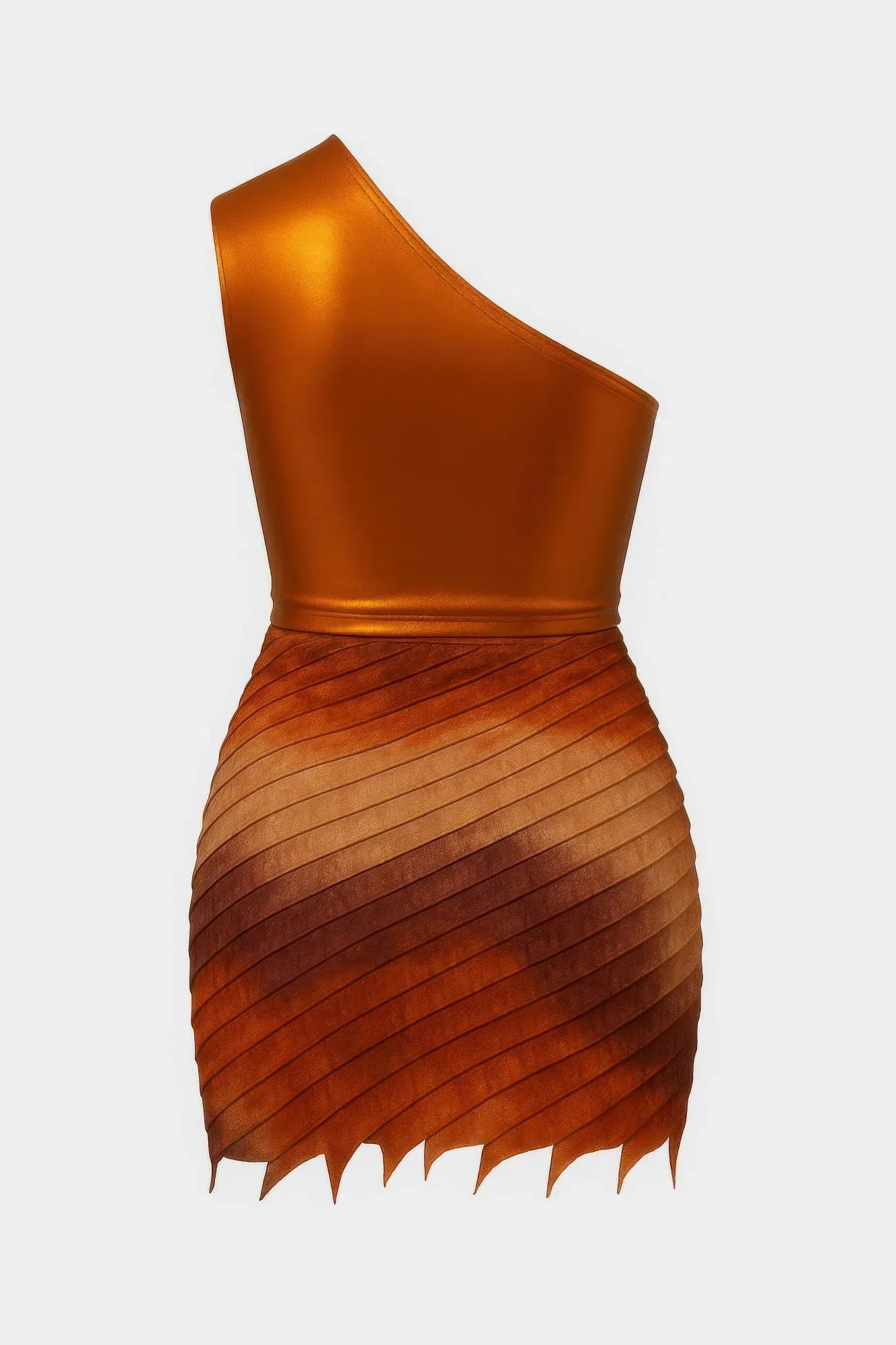 Metallic One Shoulder Bodysuit & Mini Skirt Set | Mixtshop LLC